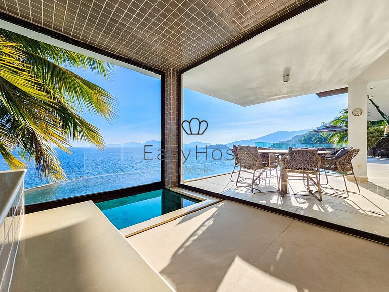 Aluguel de casa de luxo em Angra dos Reis piscina vista mar